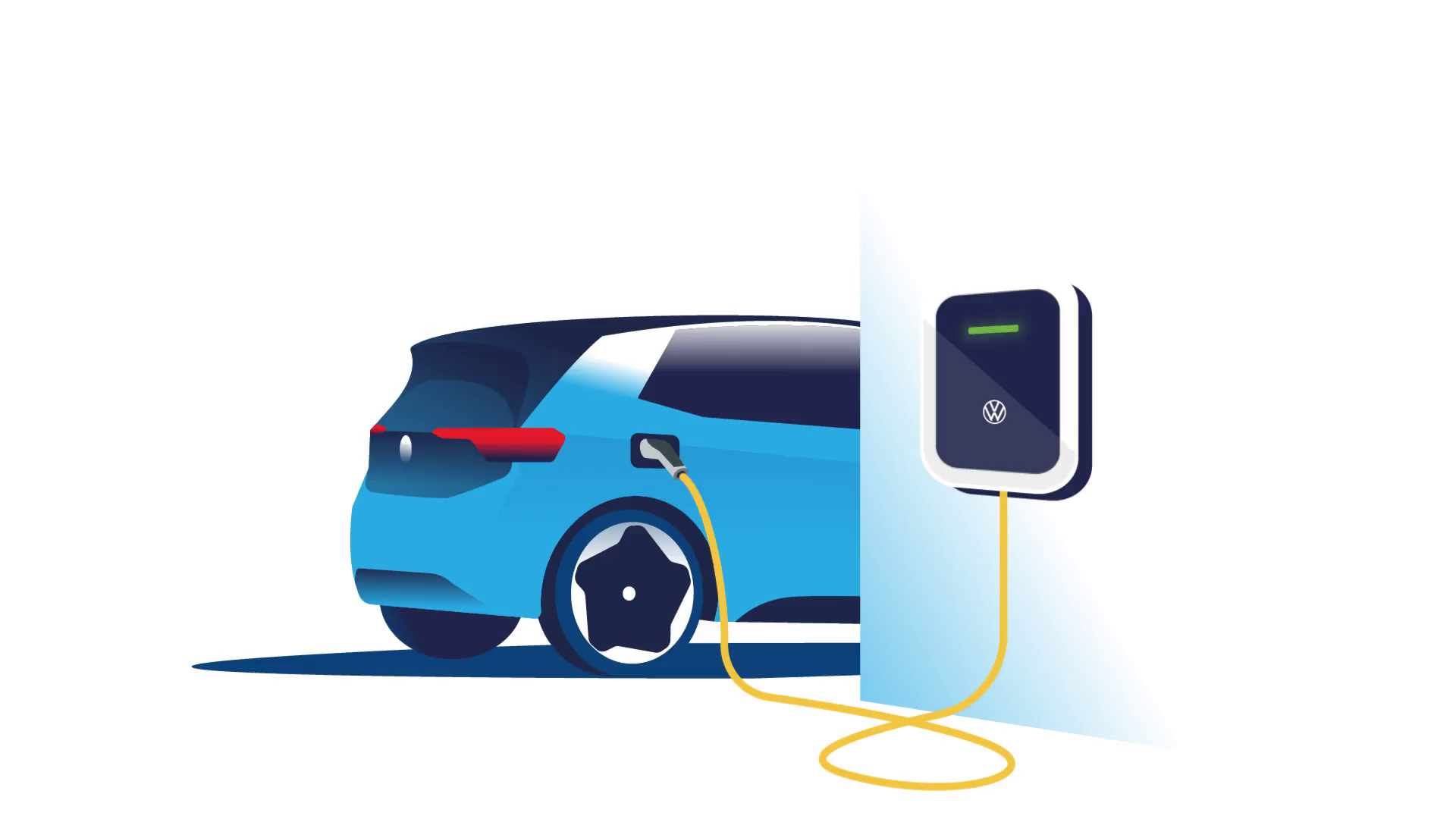  Ilustracija: VW ID.3 se polni na stenski polnilni postaji.