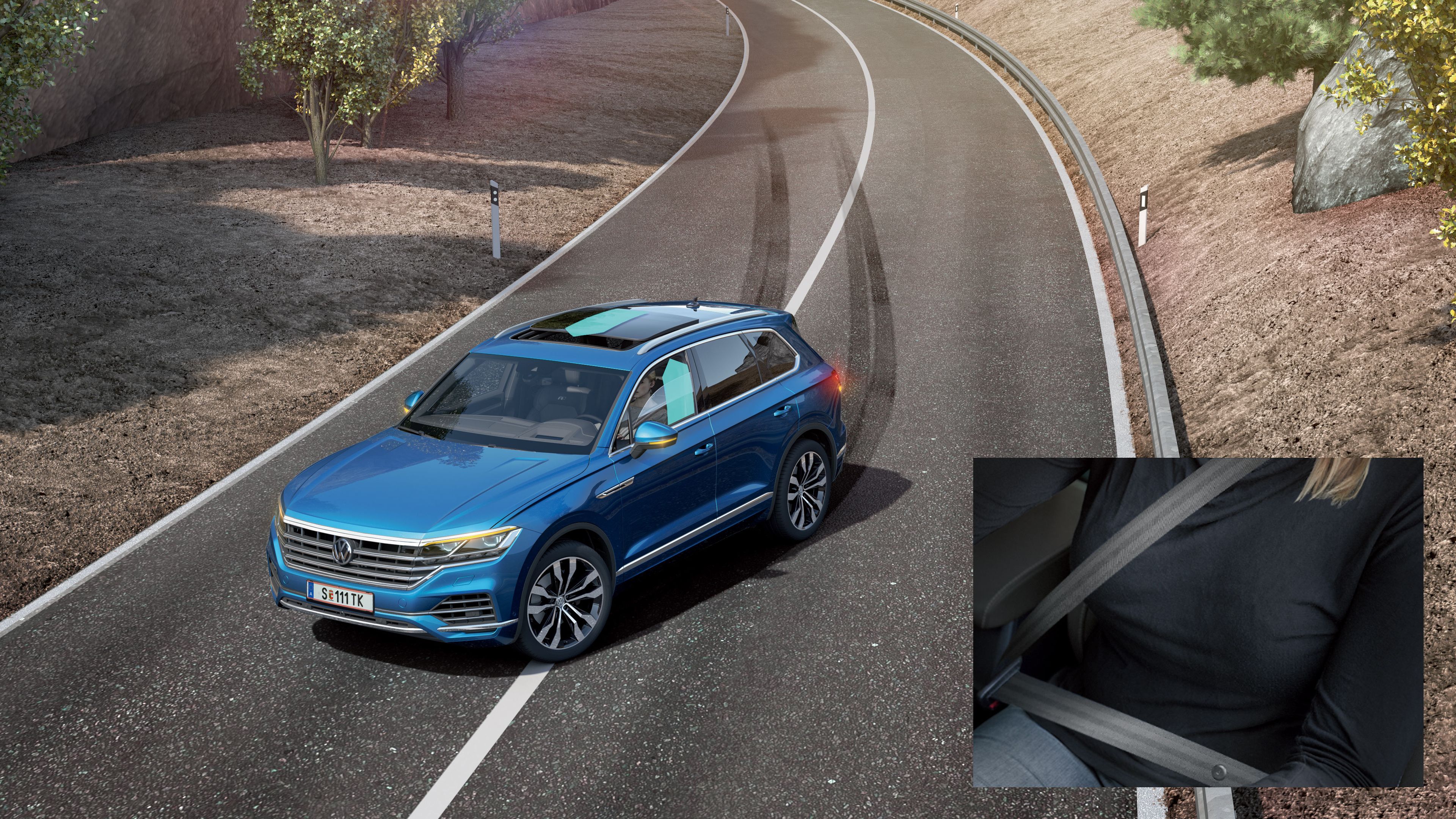 vw volkswagen touareg modra sprednji del stranski del