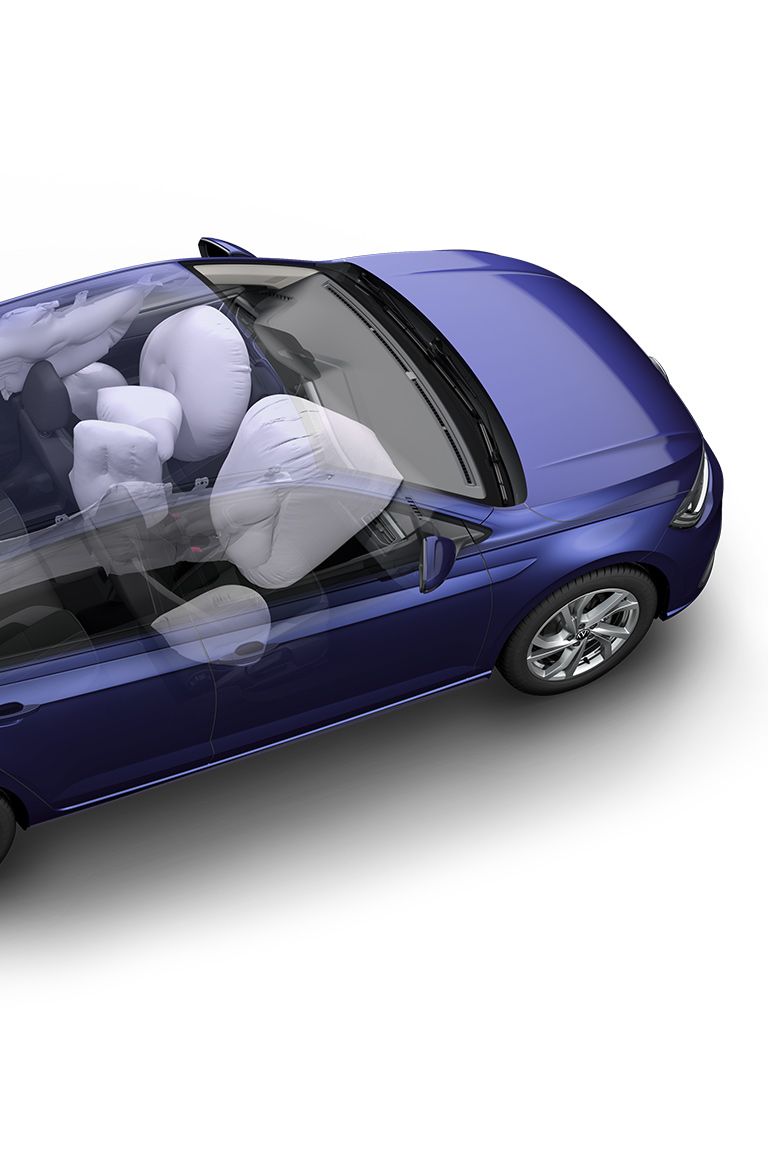 Abbildung zeigt die Technik des proaktiven Insassenschutzsystems im VW Polo