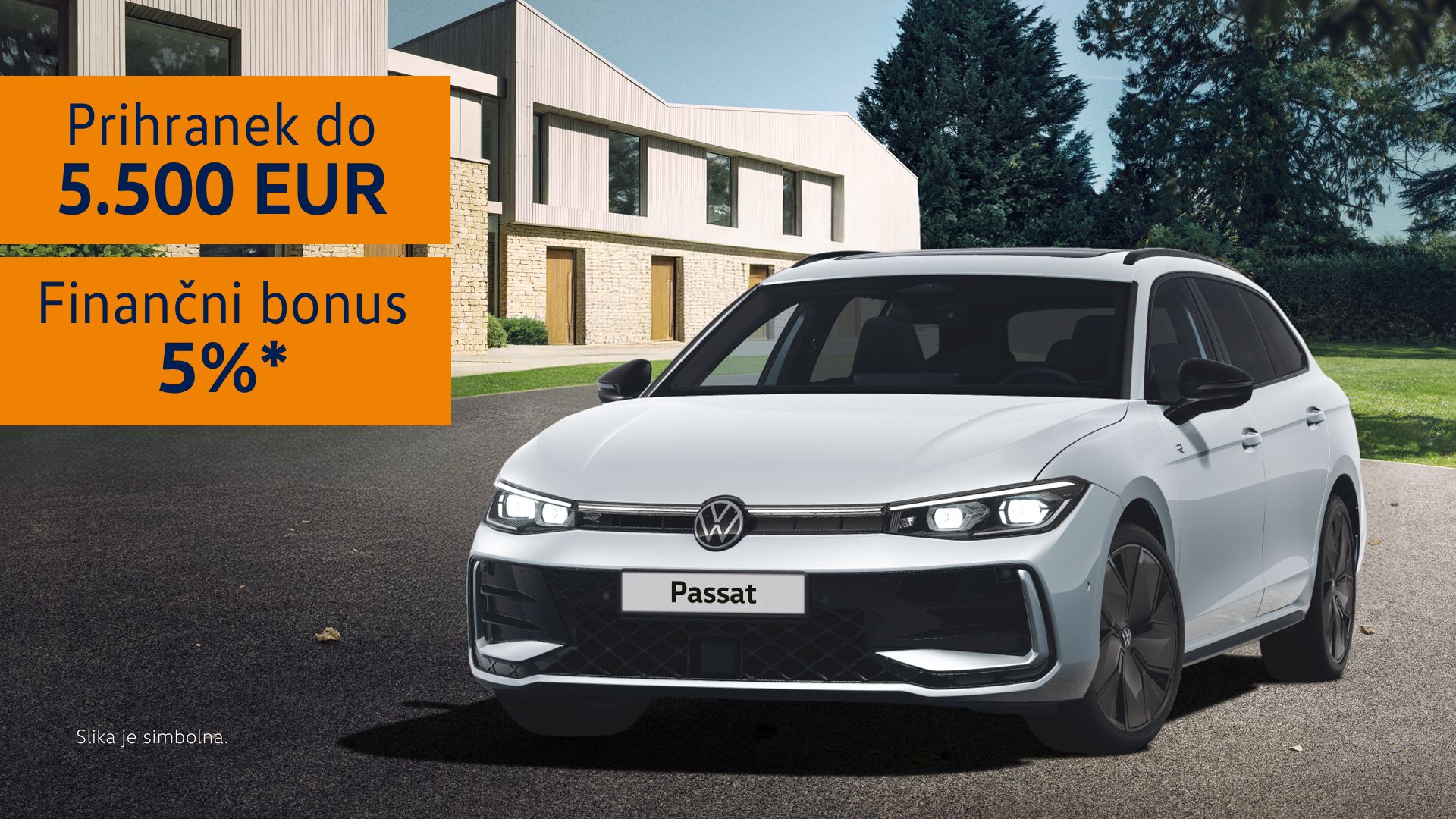 Prihranek do 5.500 eur in finančni bonus 5% za Volkswagen Passat.