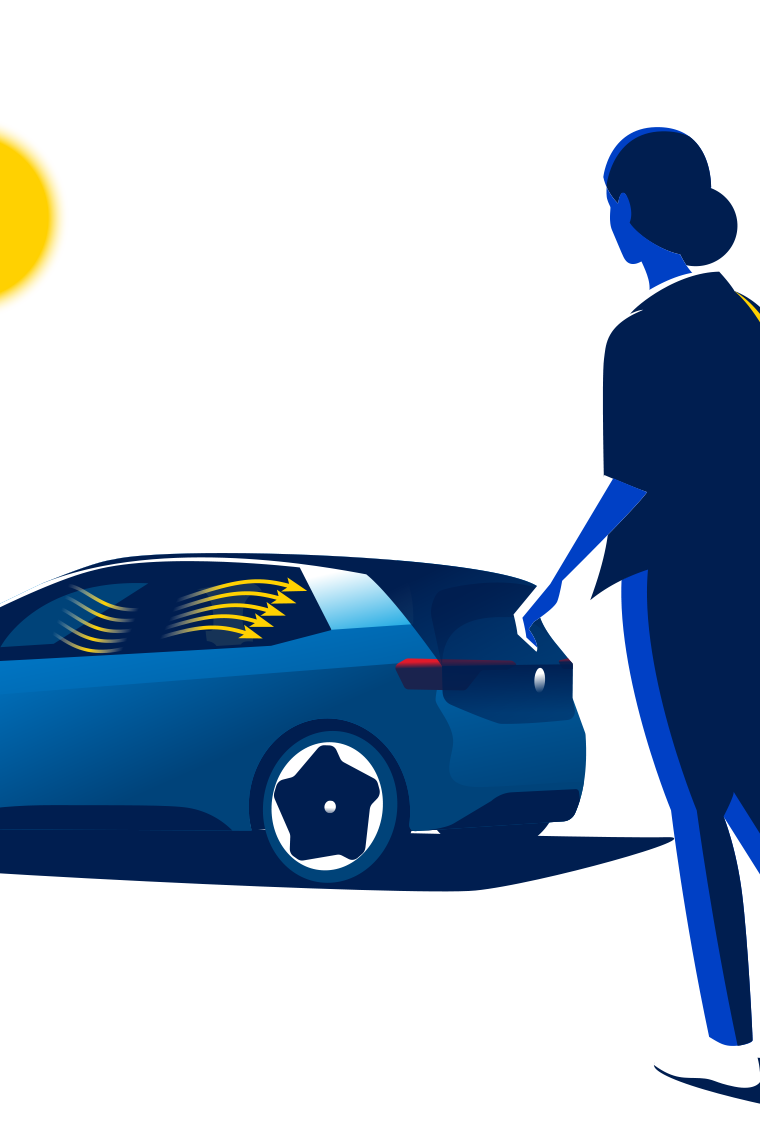 Eine Frau geht auf den Volkswagen ID. 3 zu