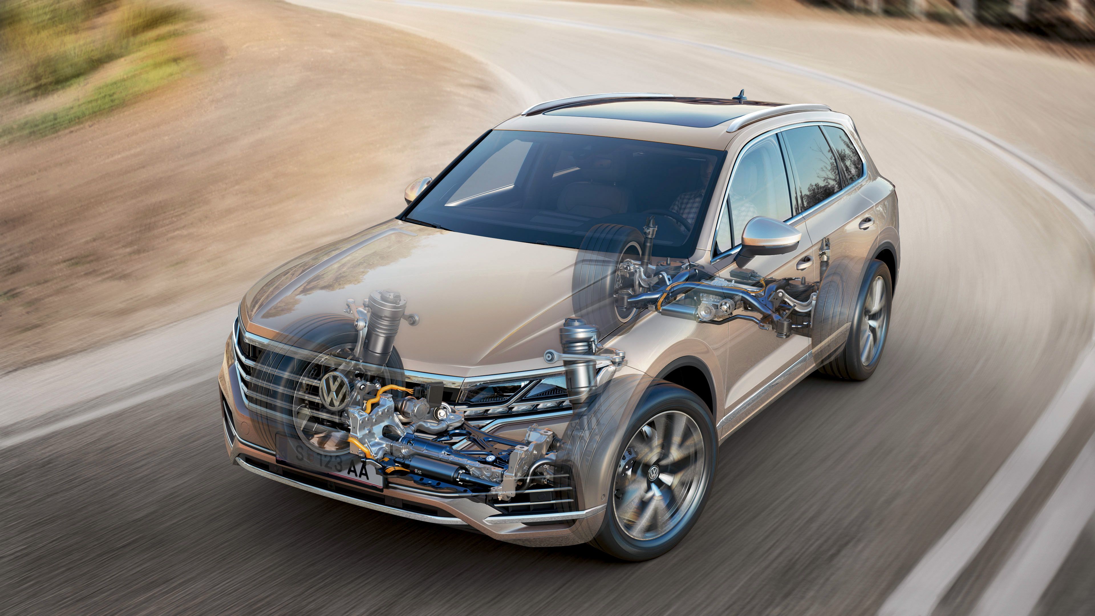 vw volkswagen touareg bež sprednji del stranski del