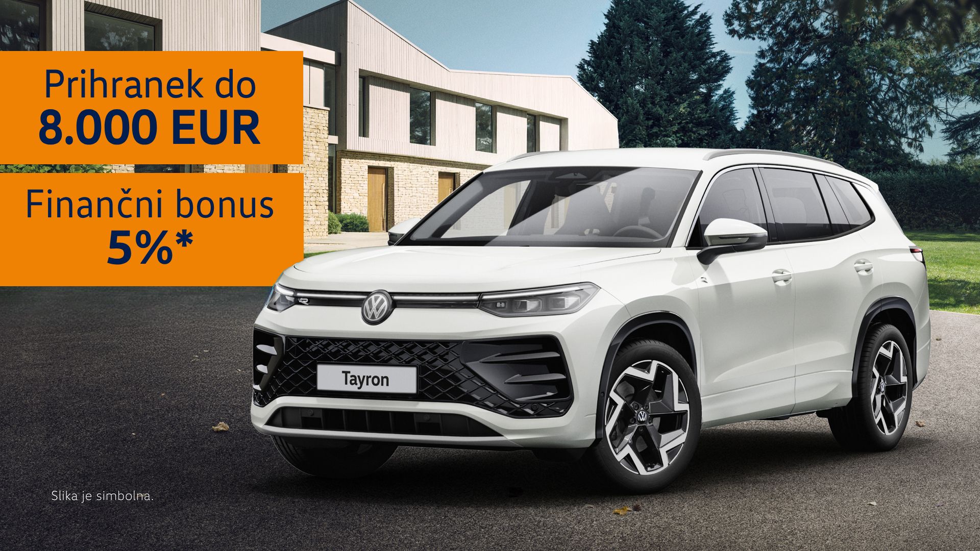 Prihranek do 8.000 eur in finančni bonus 5% za Volkswagen Tayron.