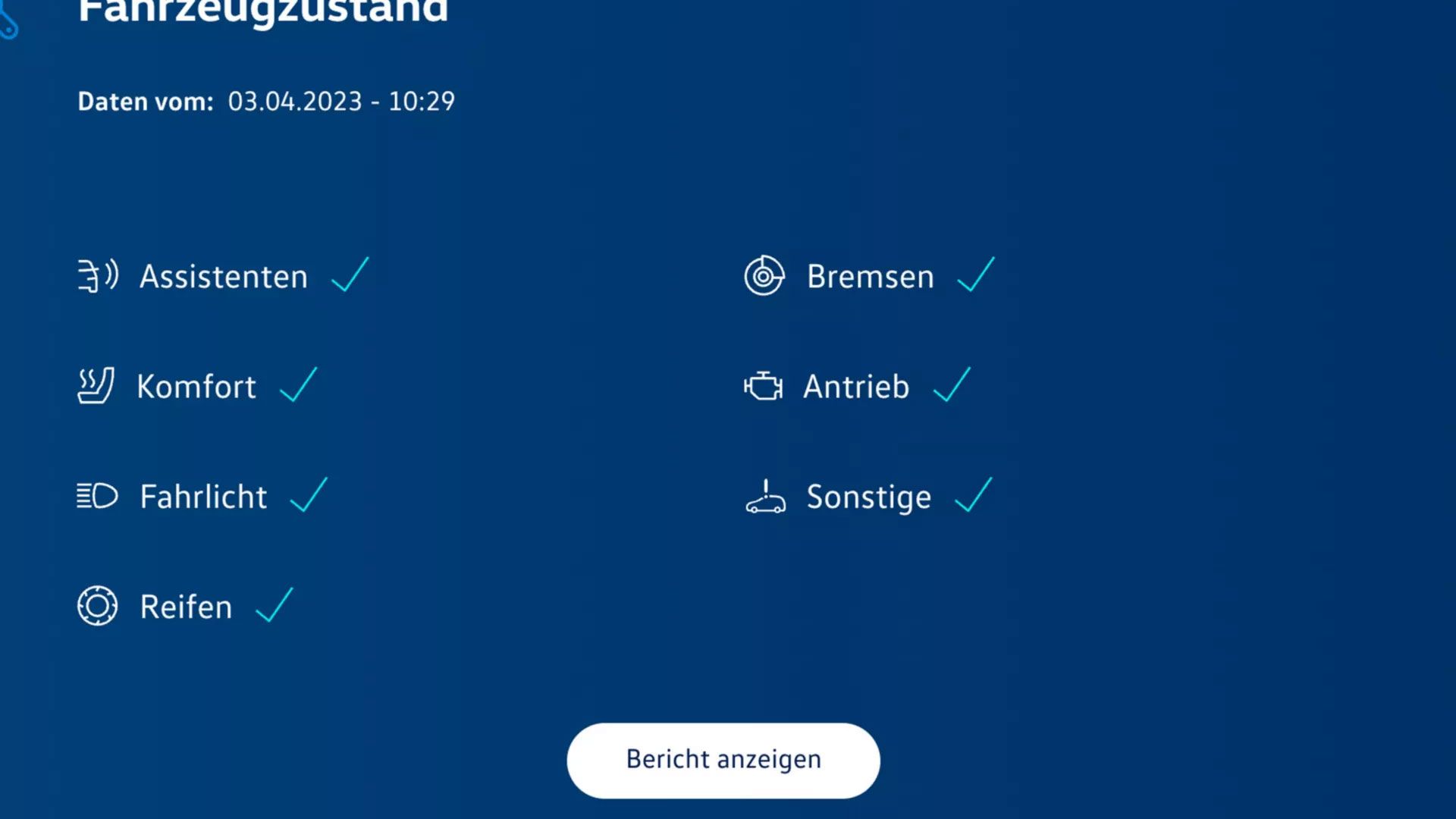 Darstellung des Fahrzeugzustandsberichts
