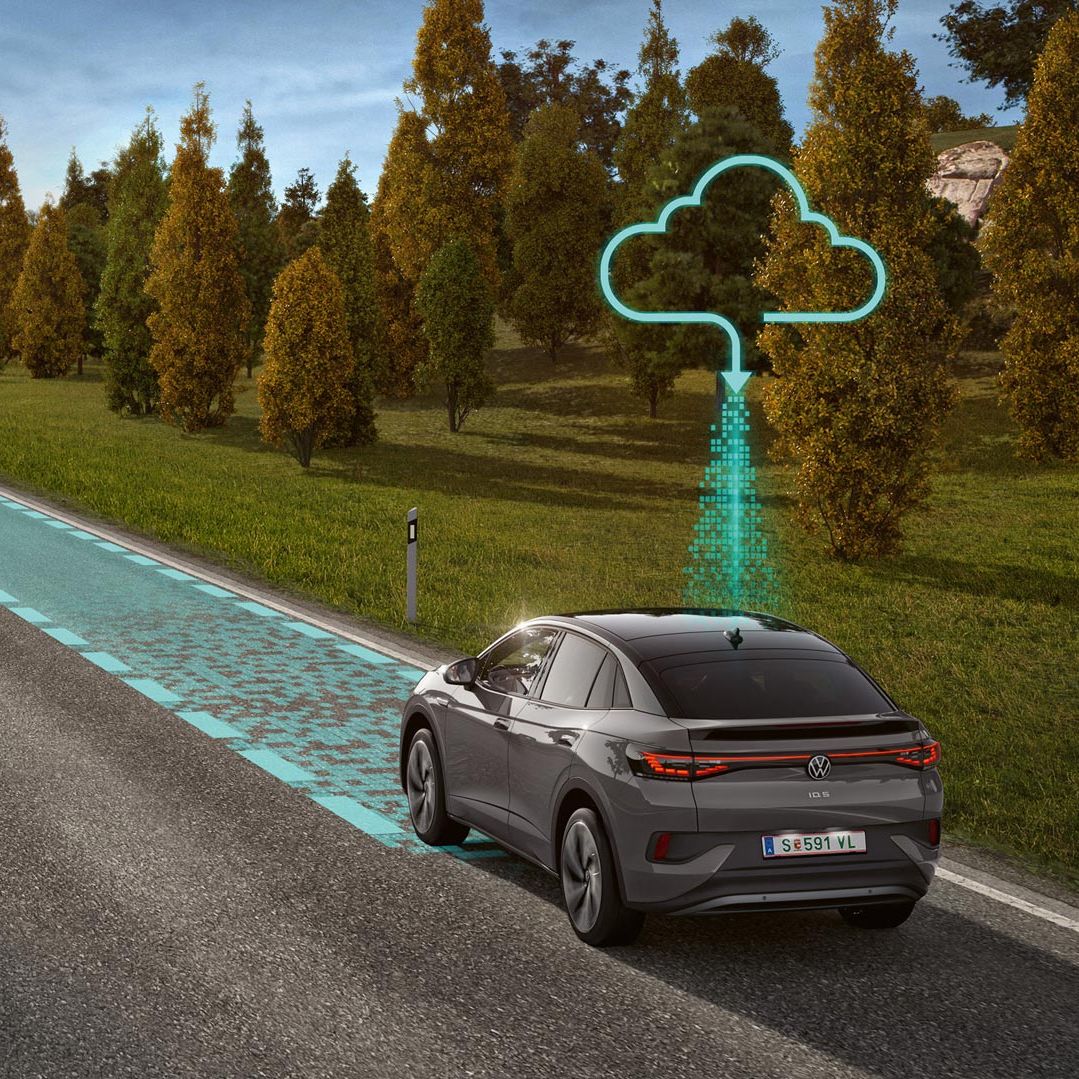 Grafika prikazuje, kako v VW ID.5 deluje Travel Assist z množicami podatkov. 