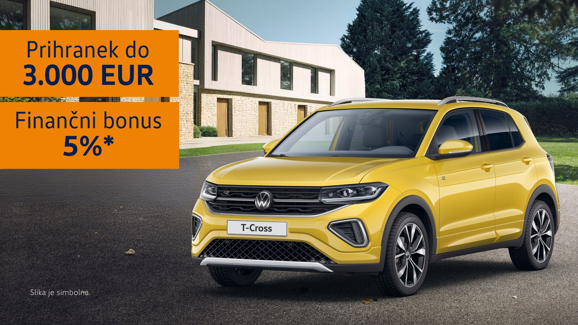 Prihranek do 3.000 eur in finančni bonus 5% za Volkswagen T-Cross.