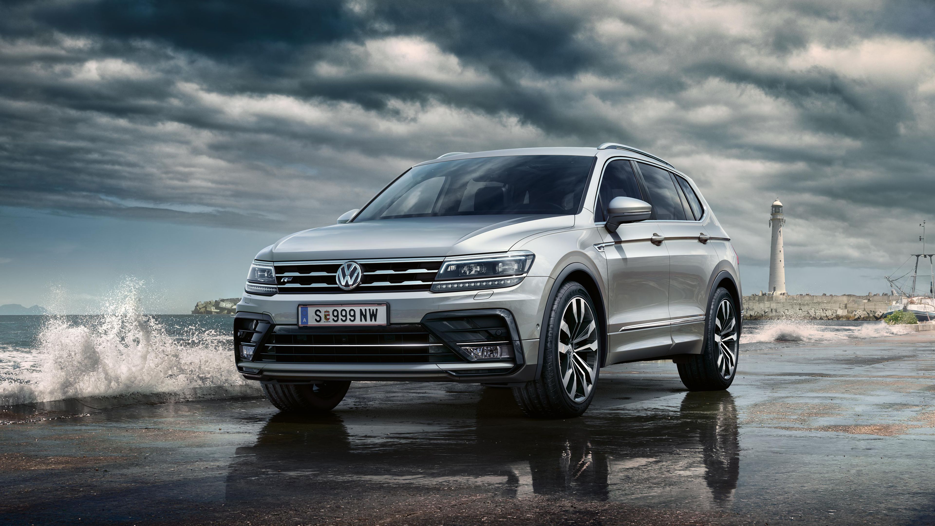 vw volkswagen tiguan allspace srebrna sprednji del stranski del