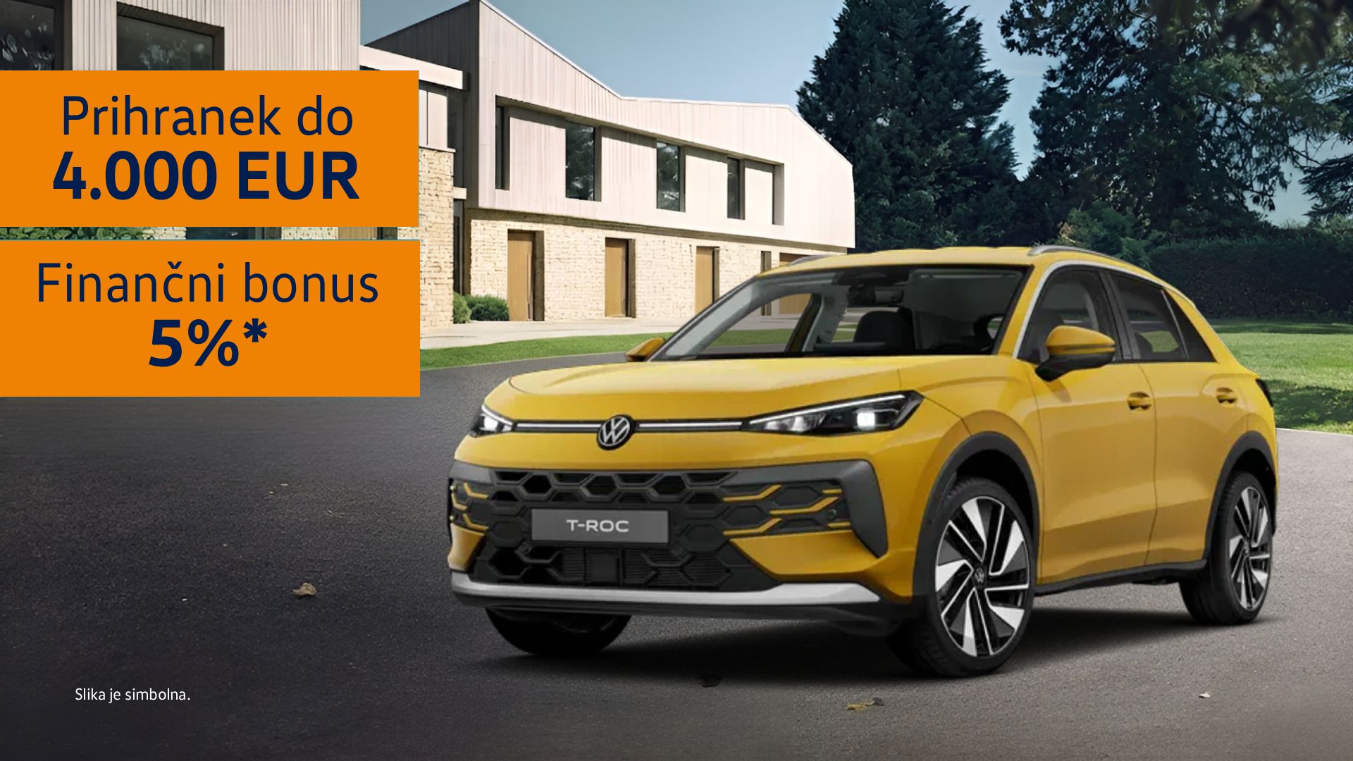 Prihranek do 4.000 eur in finančni bonus 5% za Volkswagen T-Roc.