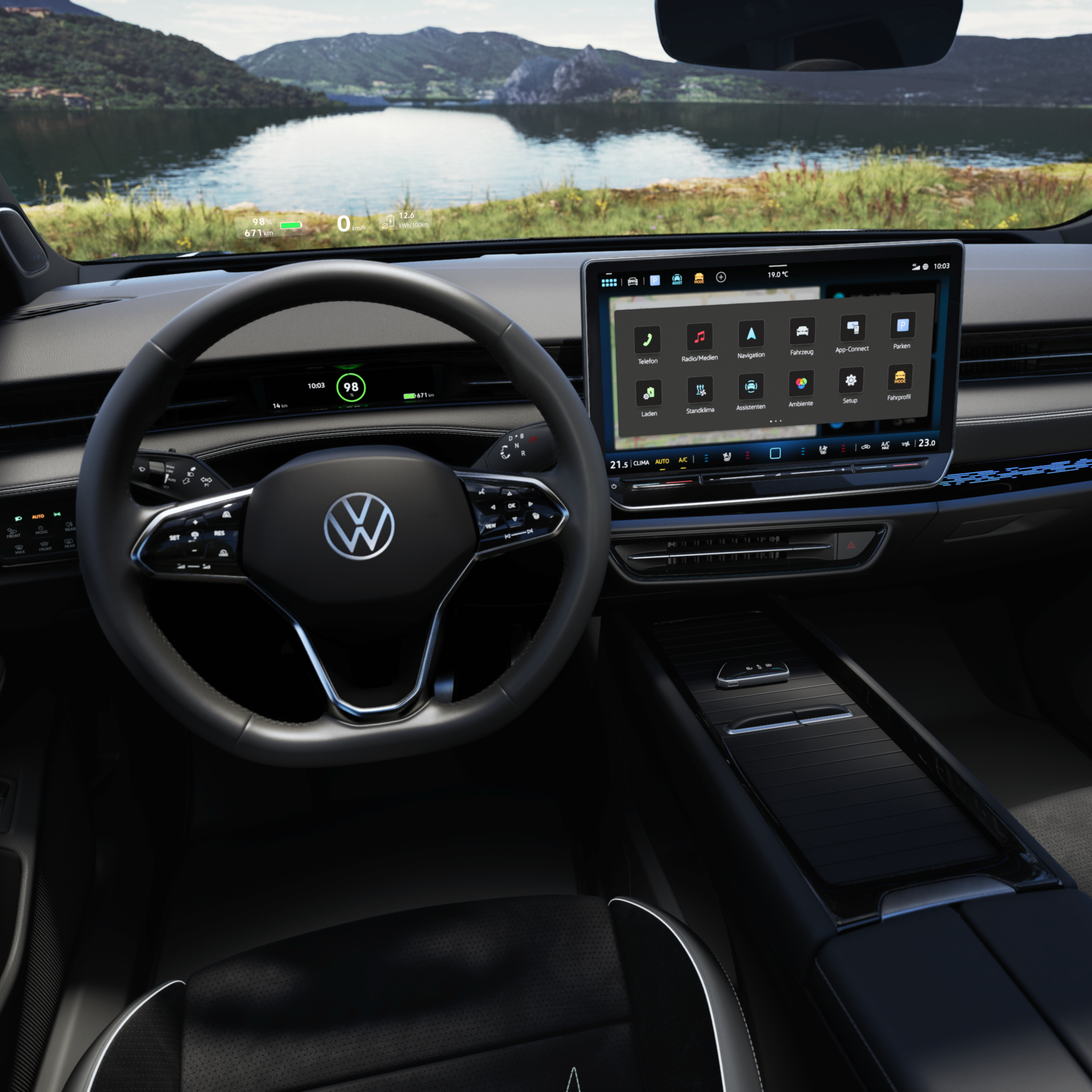 Blick in das Cockpit eines Volkswagen