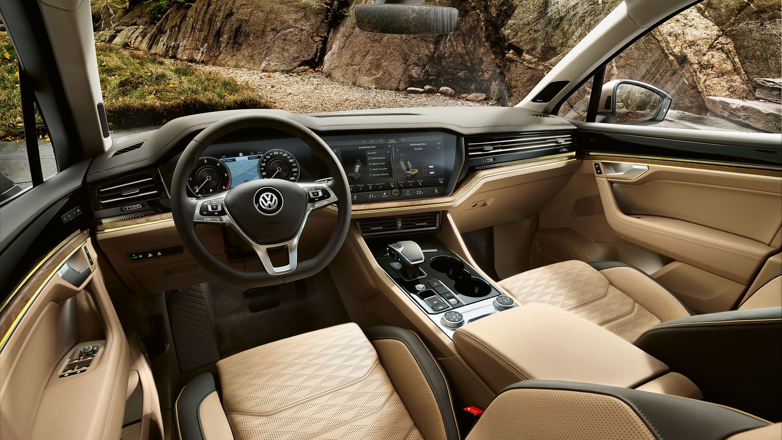 vw volkswagen touareg bež notranjost