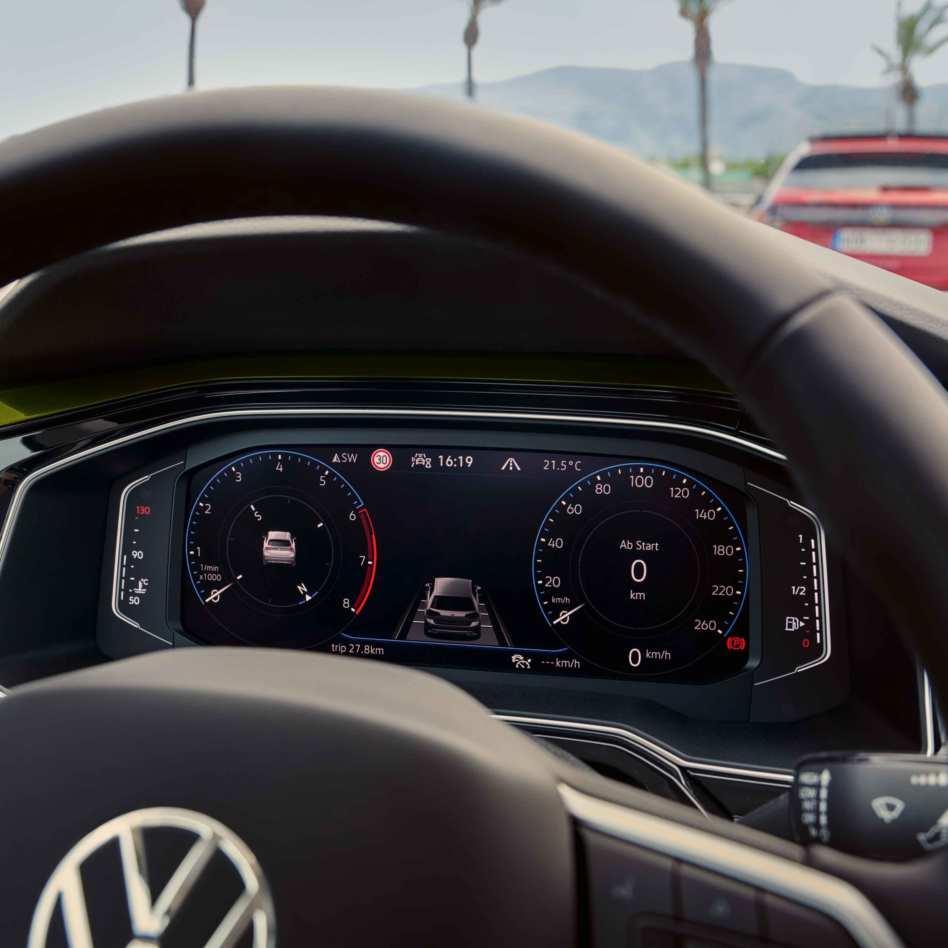 Notranjost modela VW Taigo: detajlni posnetek digitalnega kombiniranega instrumenta