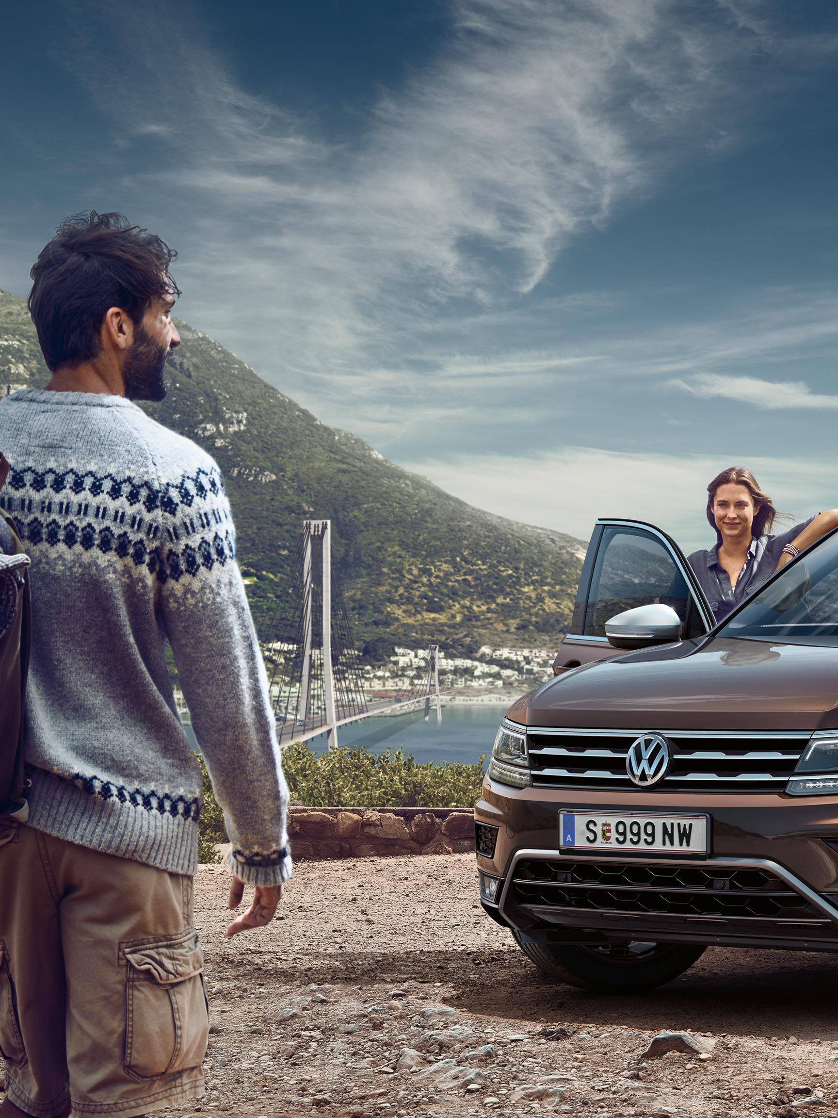 vw volkswagen tiguan allspace rjava sprednji del stranski del