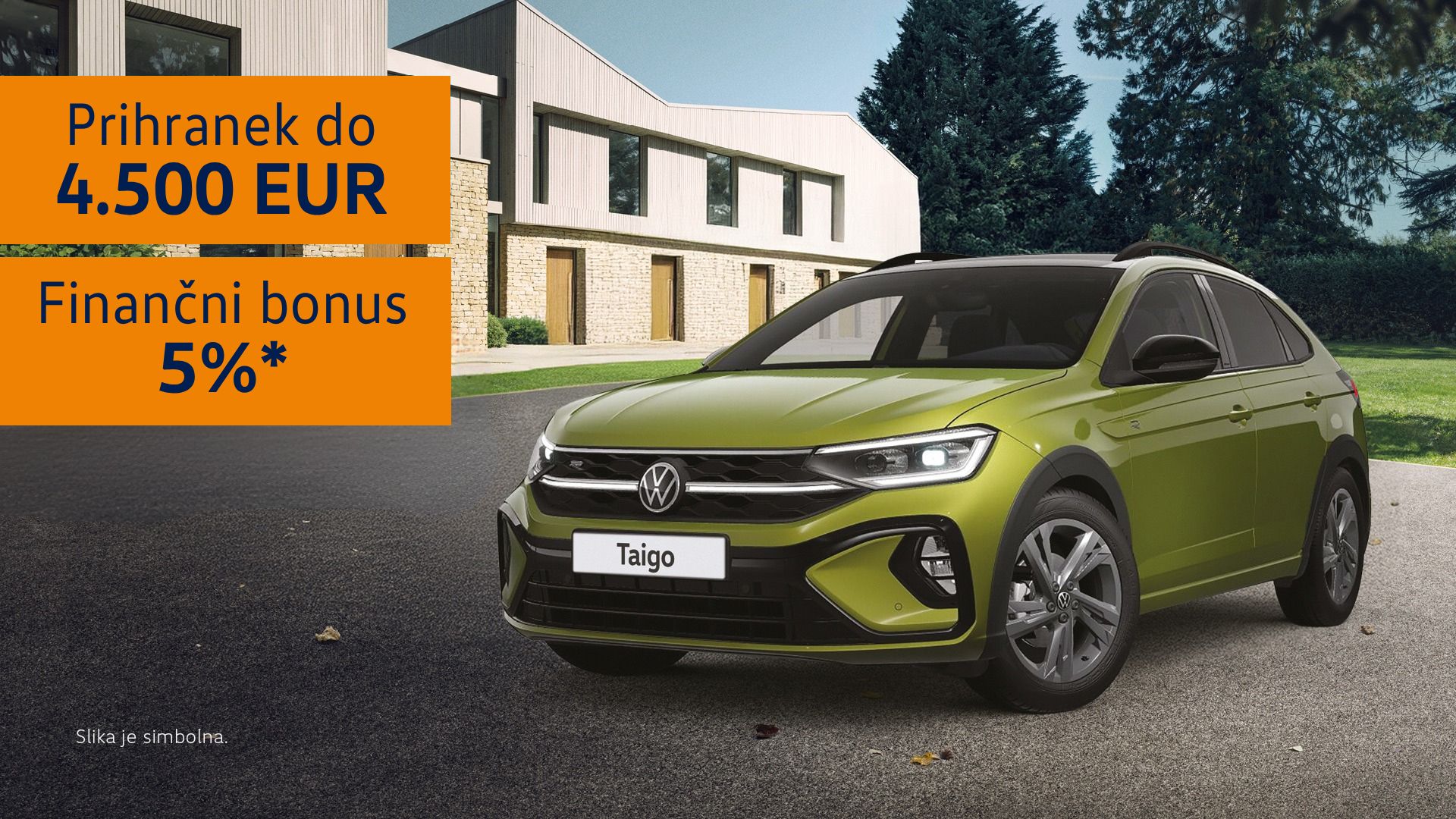 Prihranek do 4.500 eur in finančni bonus 5% za Volkswagen Taigo.