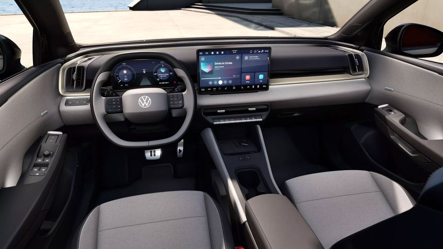 Na sliki je prikazana notranjost VW ID. Crossa Style z voznikovega zornega kota.
